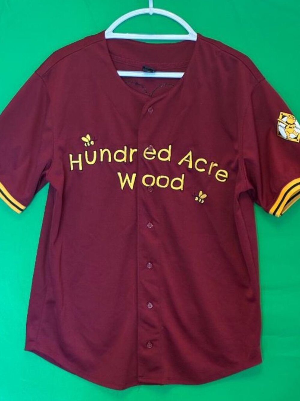 Disney Winnie The Pooh Maroon Hundred Acre Wood #26 Baseball Jersey Adult Med